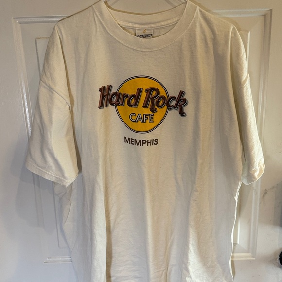 BIG & TALL Hard Rock Cafe Cream and Yellow Logo Tee Size 2XL GUC - Picture 1 of 5